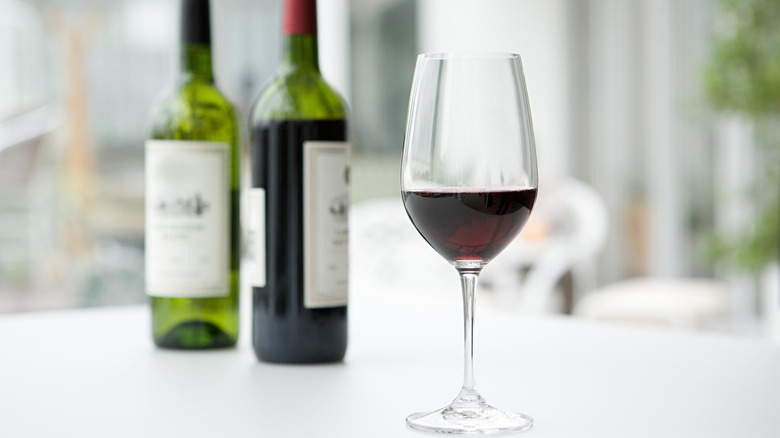 Glass of red wine. 