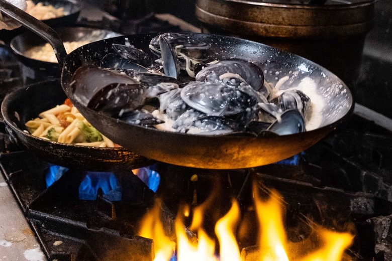 Mussels with wine and cream recipe from The Maine Catch restaurant