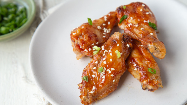 baked chicken wings on plate 
