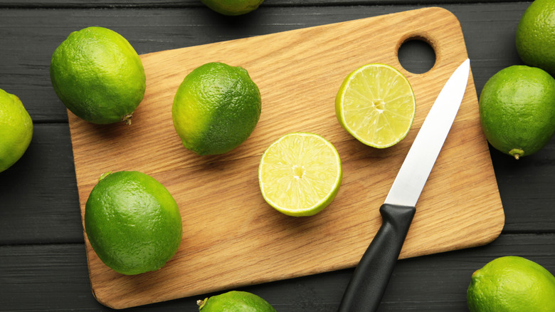 limes on cutting board