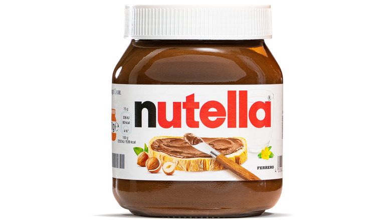 Nutella jar on white background