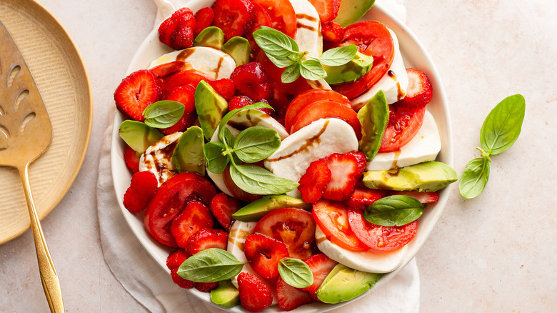 strawberry-avocado caprese salad in