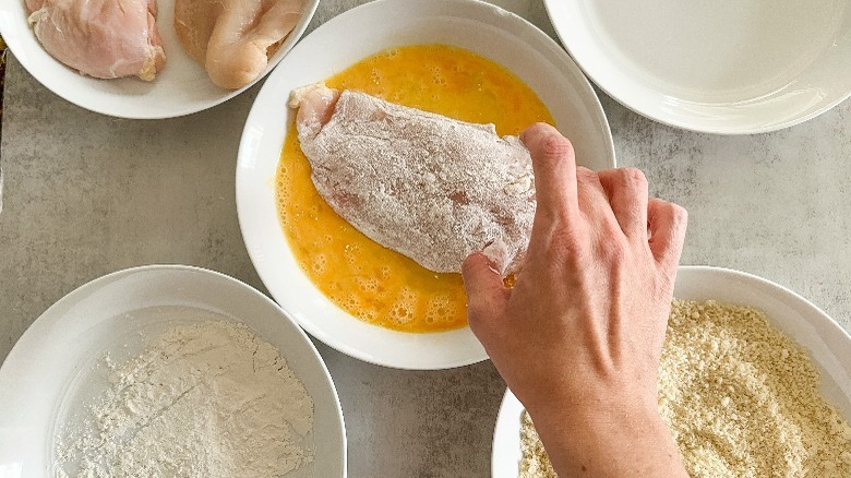 dredging chicken in egg 