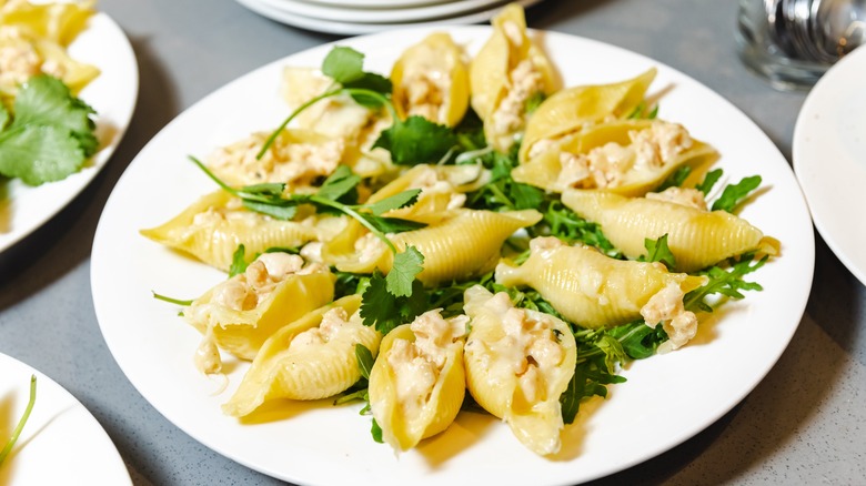 stuffed pasta shells with arugula