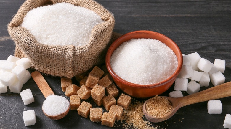 arrangment of three kinds of sugar