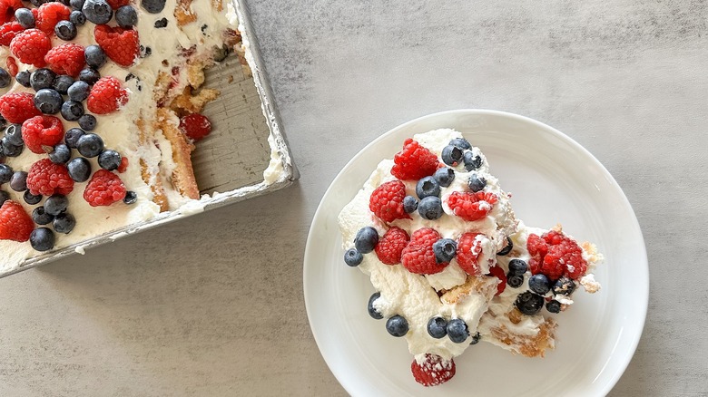 summer berry tiramisu scooped out