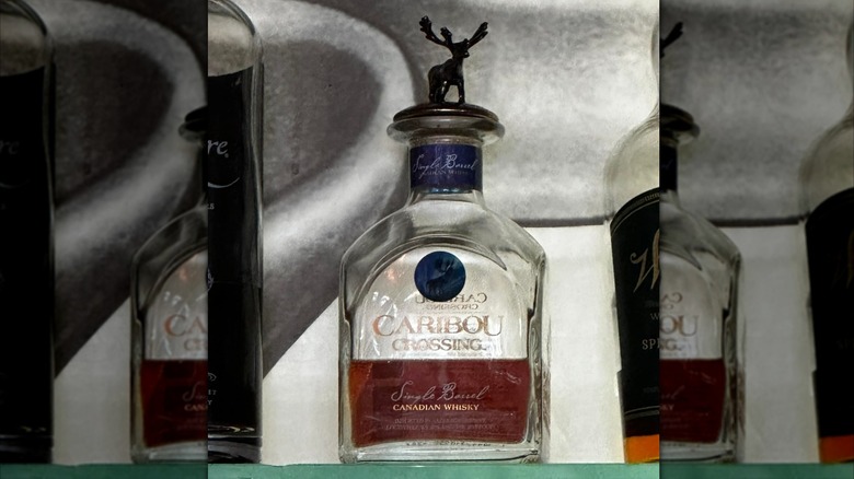 Caribou Crossing whisky bottle half full
