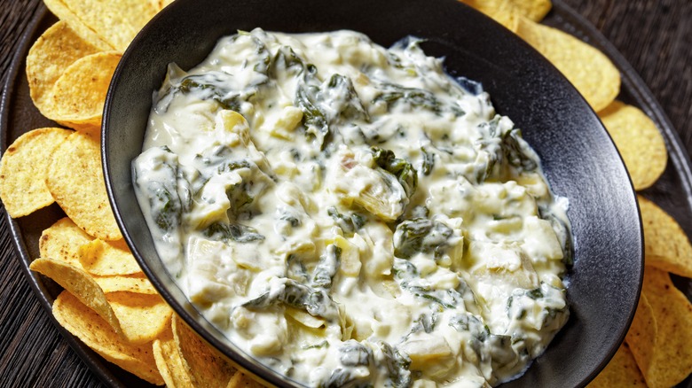 bowl of spinach artichoke dip