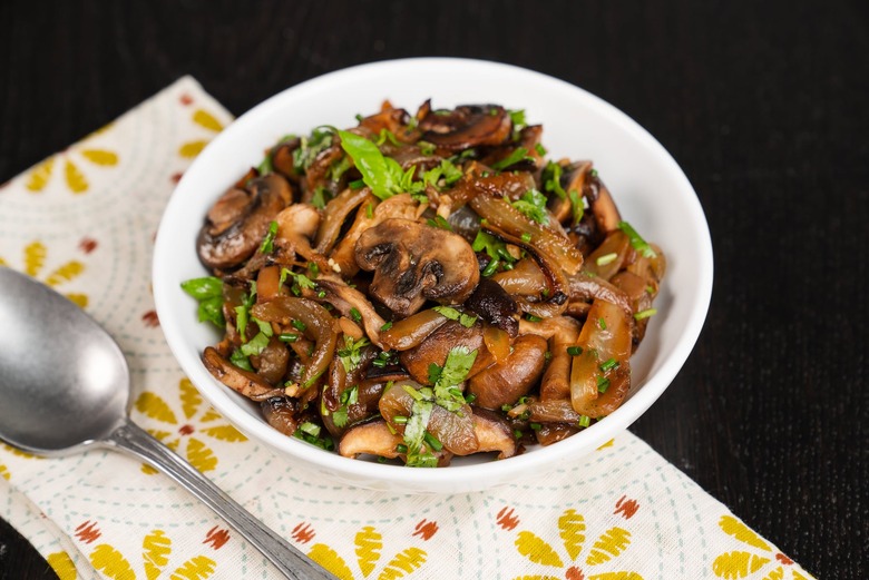 Sweet Onions and Mushrooms From the Skillet