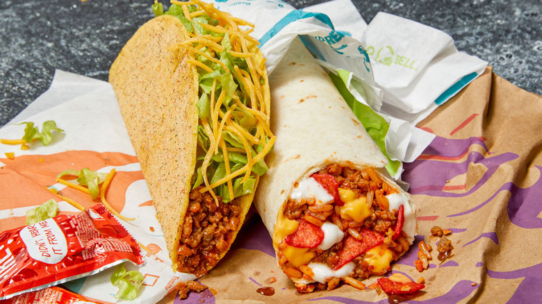 Taco Bell taco and burrito
