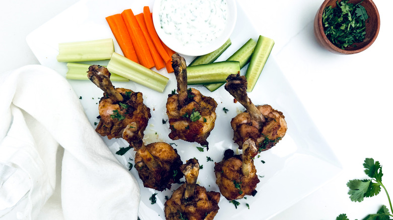 chicken lollipops with crudites 