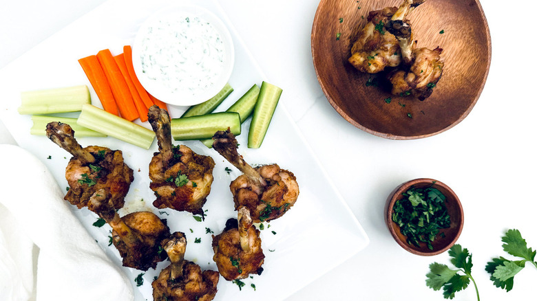 chicken lollipops with crudites