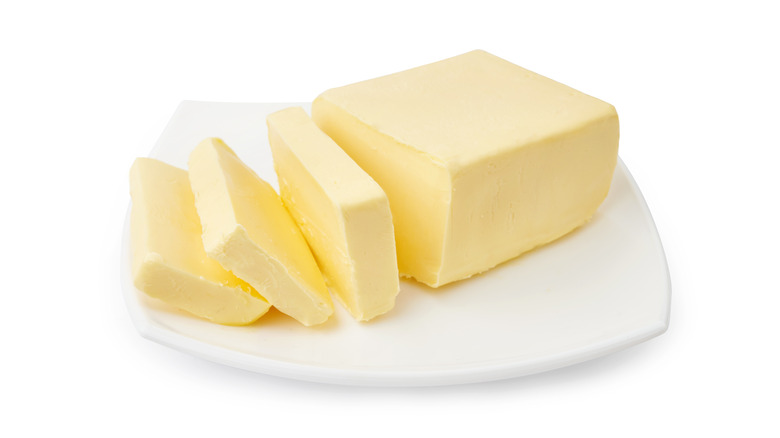 Stick of butter sliced