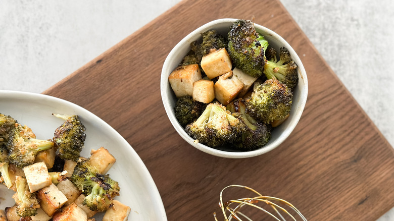 teriyaki tofu and charred broccoli