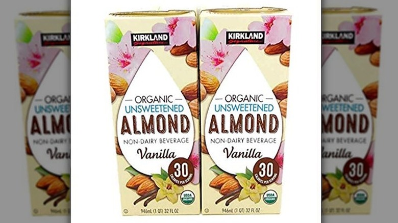 Two boxes of Kirkland Signature Vanilla Organic Almond Beverage