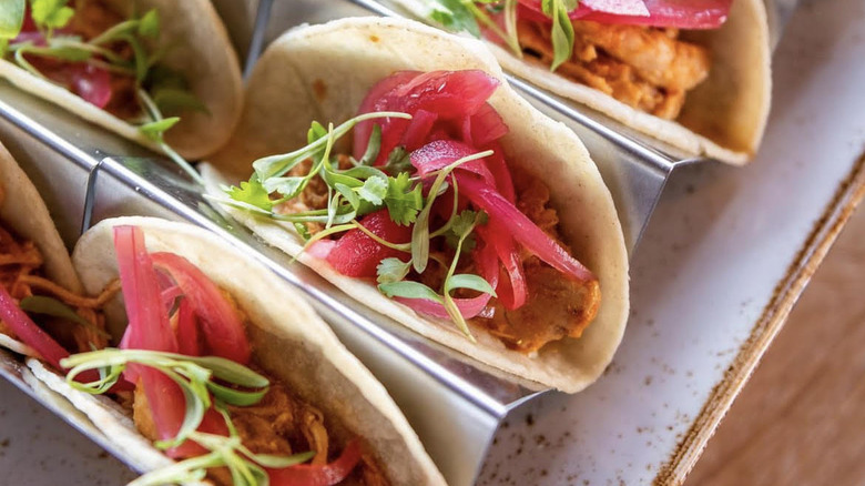 soft tacos lined up