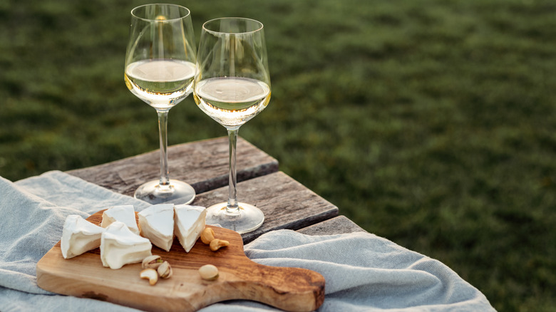 Two glasses of wine outside