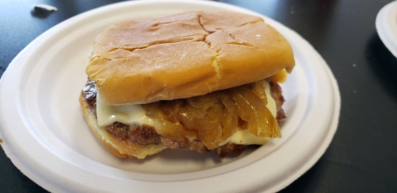 #93 Cheeseburger with fried onions, White Hut (West Springfield, Massachusetts)