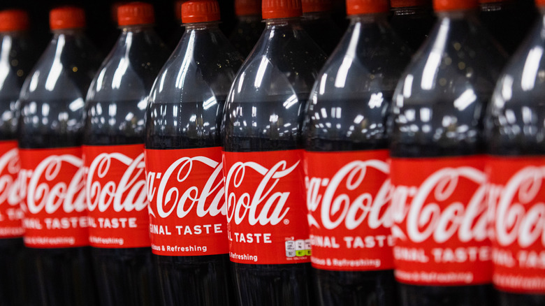 plastic bottles of coke