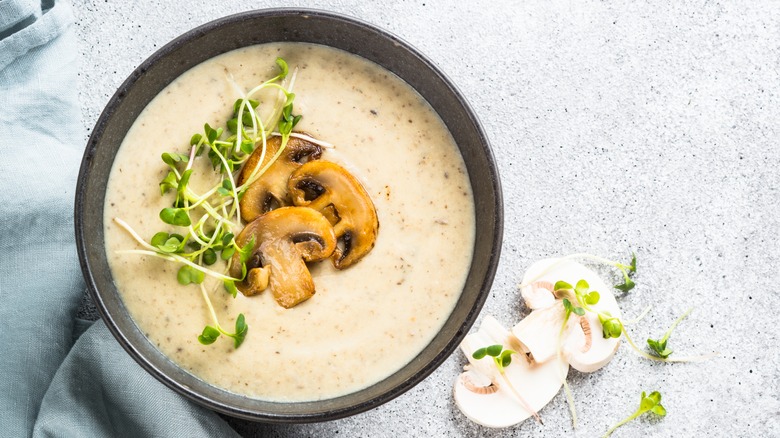 Bowl of cream of mushroom soup