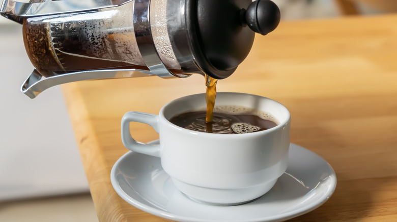 Pouring coffee from French press