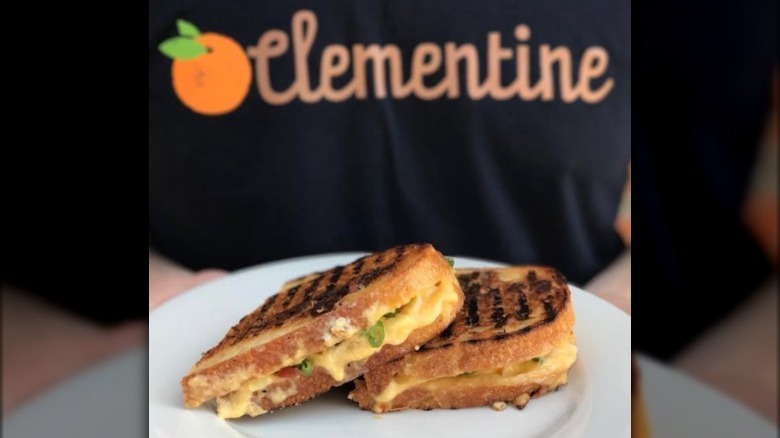 Clementine grilled cheese on a plate