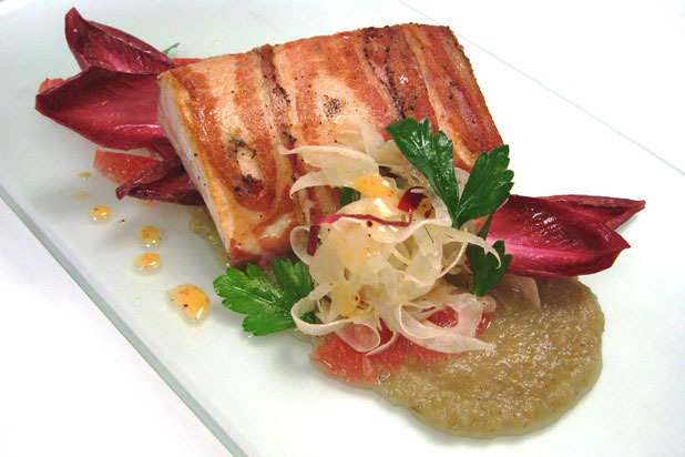 Pancetta-Crusted Swordfish by chef Charlie Palmer