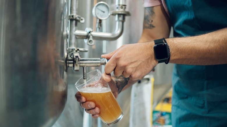 Brewery beer on tap