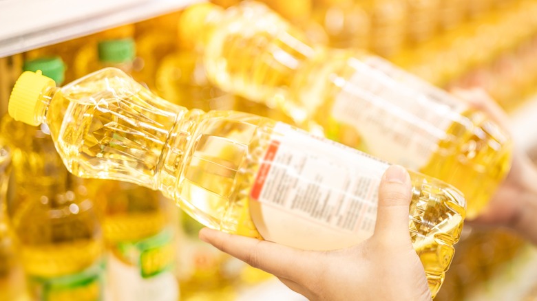 Cooking oil bottles grocery store