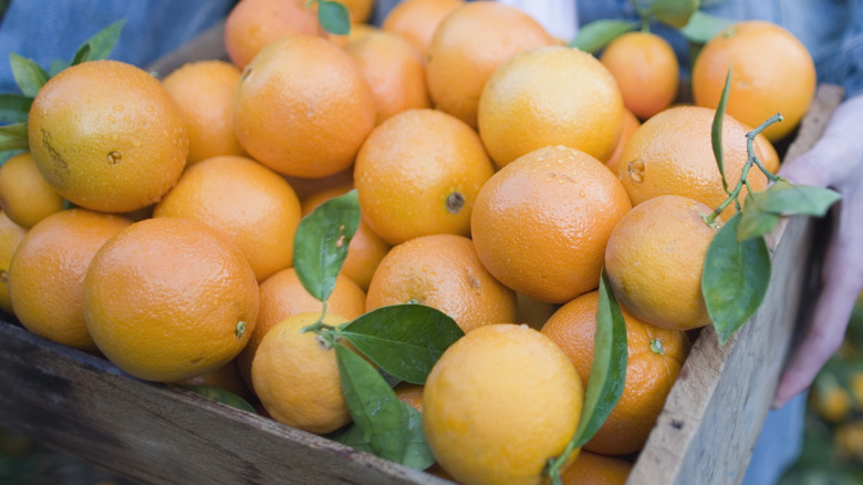 Crate of oranges