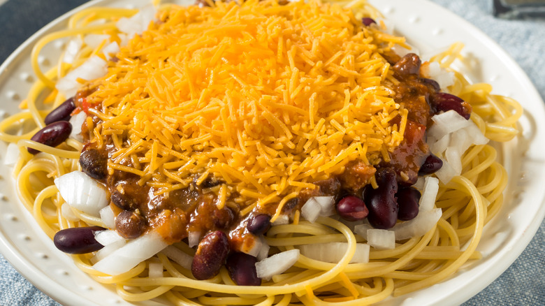 Plate of chili spaghetti