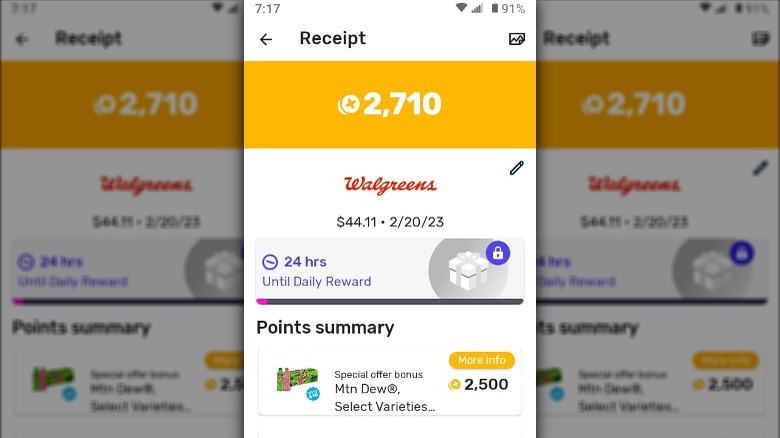 Fetch rewards screen on phone
