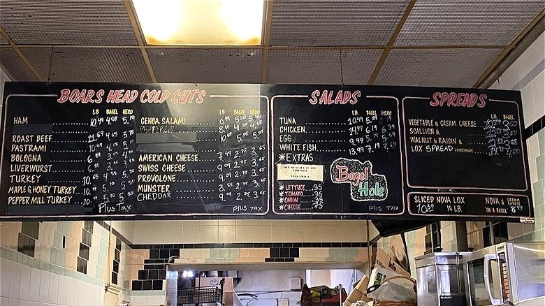 Bagel Hole menu