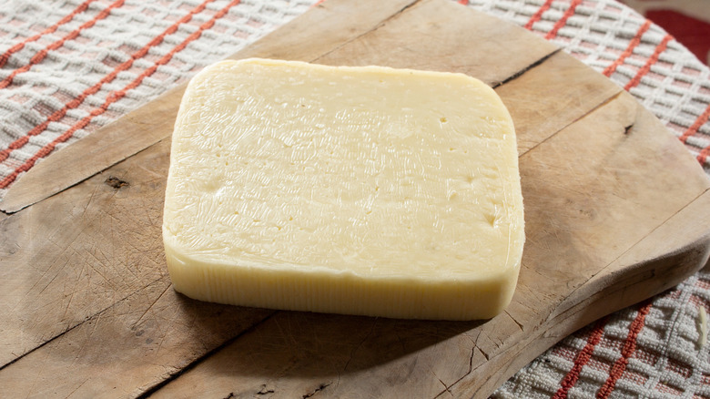 A block of havarti cheese