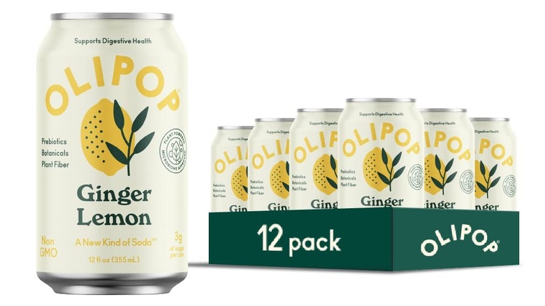 Olipop ginger lemon soda cans