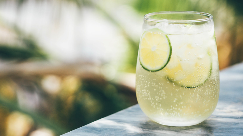 Sparkling lime cocktail in a glass
