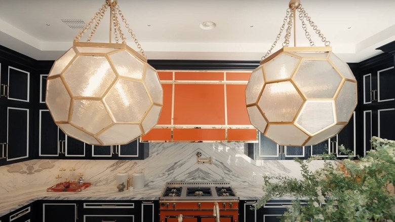 A view of the interior of RuPaul's kitchen, featuring his light fixtures