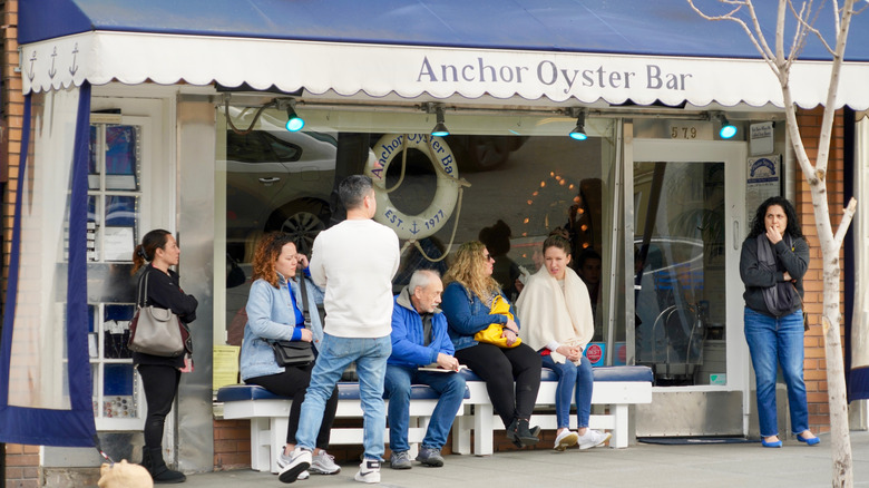 People outside Anchor Oyster Bar