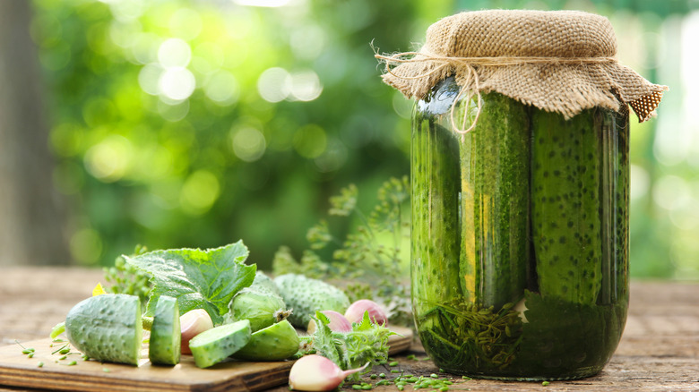 Fresh and pickled cucumbers