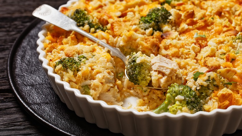 Rice casserole with chicken and broccoli