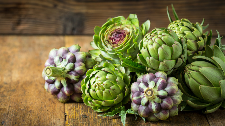 several artichokes in pile