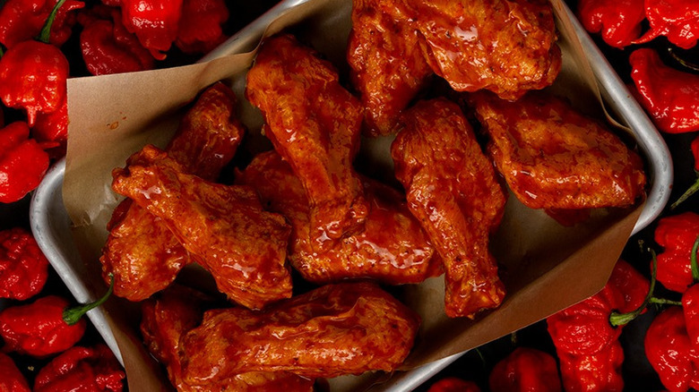 Red spicy Buffalo chicken wings