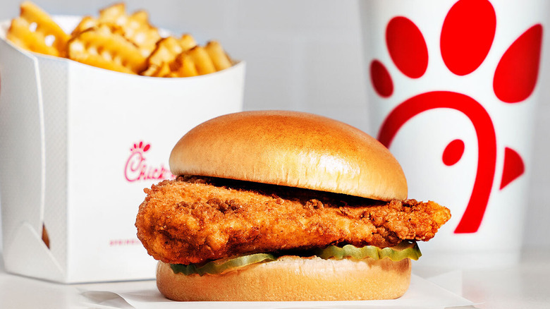 Spicy Chicken Sandwich with fries