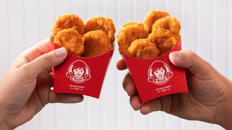 Wendy's Spicy Chicken Nuggets being held