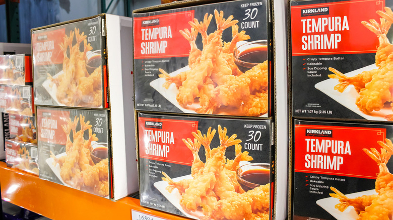 Packages of Kirkland Signature Tempura Shrimp