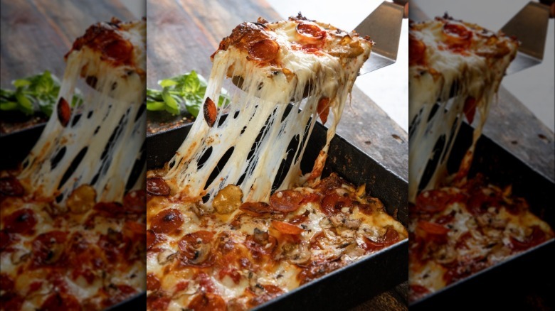 Crispelli's pan pizza cheese pull