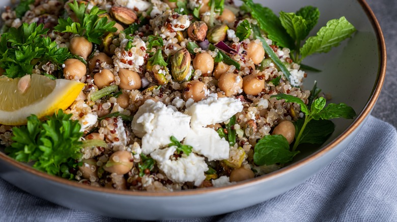 quinoa chickpeas cheese salad