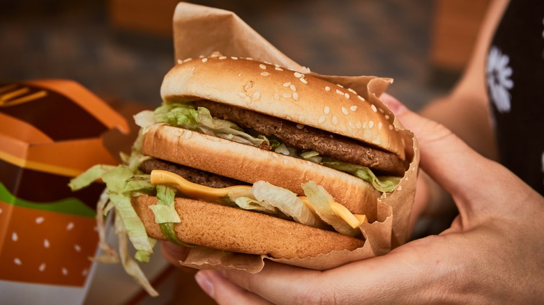 Person holding a Big Mac