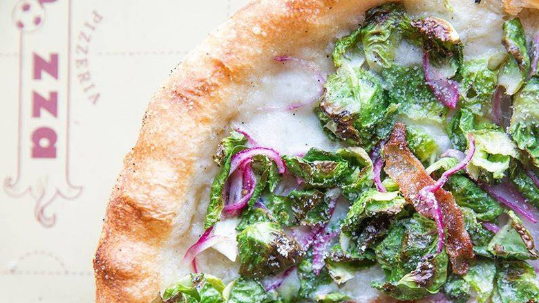 pizza with Brussels sprouts onion