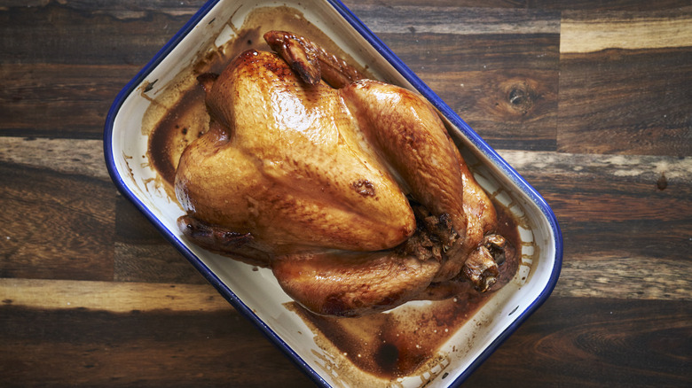 roast turkey in pan